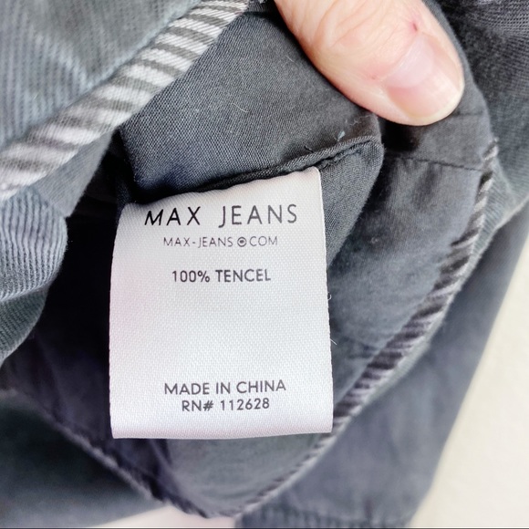 MAX JEANS Soft Stylish Tencel Grey Charcoal Moto Jacket Size XSmall - Picture 10 of 11